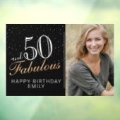 50 en Fabulous Modern Black 50th Birthday Foto Raamsticker (Vel 3)