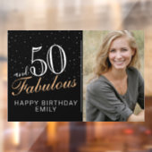 50 en Fabulous Modern Black 50th Birthday Foto Raamsticker (Vel 2)