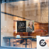 50 en Fabulous Modern Black 50th Birthday Foto Raamsticker (Cafe Raam)