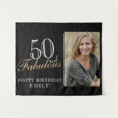 50 en Fabulous Modern Black 50th Birthday Foto Wandkleed (Voorkant (horizontaal))