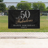 50 en Fabulous Modern Black 50th Birthday Spandoek (Insitu)