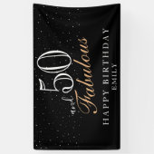 50 en Fabulous Modern Black 50th Birthday Spandoek (Verticaal)