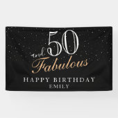 50 en Fabulous Modern Black 50th Birthday Spandoek (Horizontaal)
