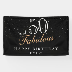 50 en Fabulous Modern Black 50th Birthday Spandoek