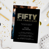 50 en Fabulous Modern Black Birthday Party Folie Uitnodiging