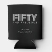 50 en Fabulous Modern Black Fiftieth Birthday Blikjeskoeler (Achterkant)