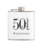 50 en Fabulous Modern Black Typografie Heupfles (Voorkant)