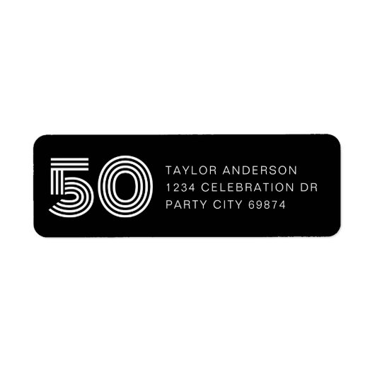 50 en Fabulous Modern Black White Address Etiket (Voorkant)