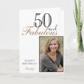 50 en Fabulous Modern Elegant Birthday-fotokaart Kaart (Voorkant)