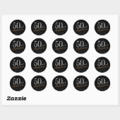 50 en Fabulous Modern Elegant Zwart Verjaardag Ronde Sticker (Vel)