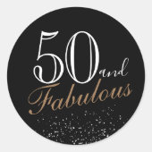 50 en Fabulous Modern Elegant Zwart Verjaardag Ronde Sticker (Voorkant)