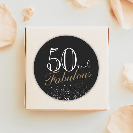 50 en Fabulous Modern Elegant Zwart Verjaardag Ronde Sticker