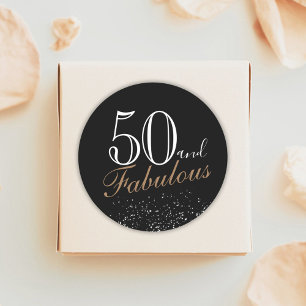 50 en Fabulous Modern Elegant Zwart Verjaardag Ronde Sticker