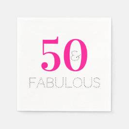 50 en fabulous Modern Hot Pink Verjaardagsfeest Servet