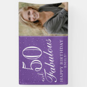 50 en Fabulous Modern Paarse 50e Verjaardag Foto Spandoek (Verticaal)