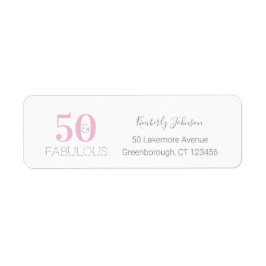 50 en Fabulous Modern Pink Grey Birthday Etiket