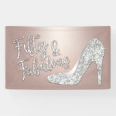 50 en Fabulous Modern Roos Gold 50e verjaardag Spandoek (Horizontaal)