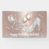 50 en Fabulous Modern Roos Gold 50e verjaardag Spandoek (Horizontaal)