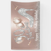 50 en Fabulous Modern Roos Gold 50e verjaardag Spandoek (Verticaal)