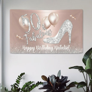 50 en Fabulous Modern Roos Gold 50e verjaardag Spandoek