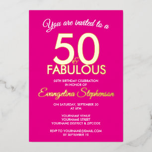 50 en Fabulous Modern Roze Goud 50ste Verjaardag Folie Uitnodiging
