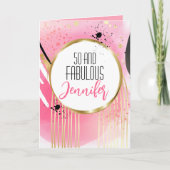 50 en Fabulous Modern Roze Goud Zwart Verjaardag Kaart (Voorkant)