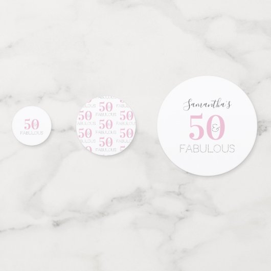 50 en Fabulous Modern Roze Verjaardagsfeest Confetti (Voorkanten)