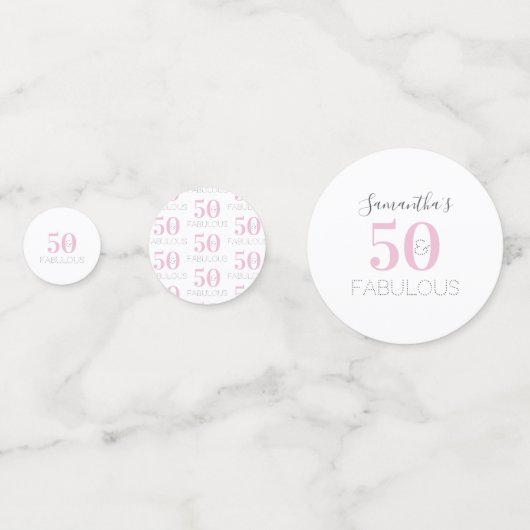 50 en Fabulous Modern Roze Verjaardagsfeest Confetti (Achterkanten)