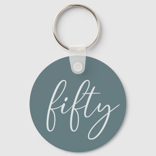 50 en Fabulous Modern Script Minimalist Sleutelhanger (Voorkant)