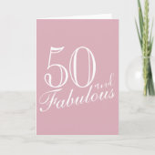 50 en Fabulous Modern Script Roze 50ste Verjaardag Kaart (Voorkant)