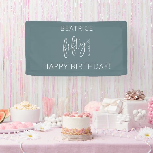 50 en Fabulous Modern Script Spandoek (Feest)