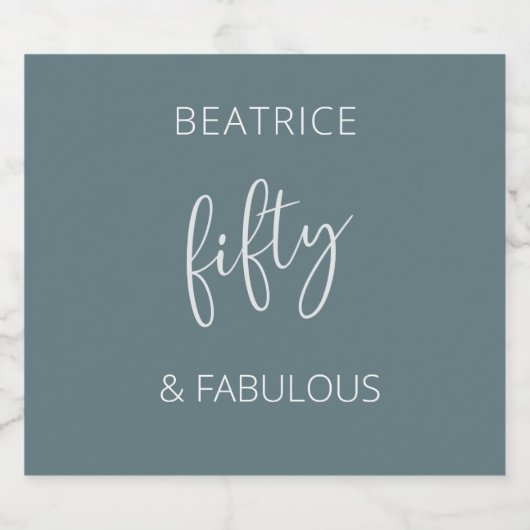 50 en Fabulous Modern Script Sparkling Wijnetiket (Enkel label)
