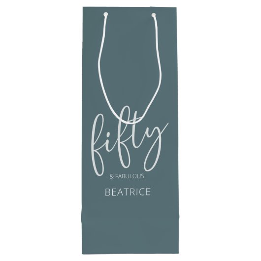 50 en Fabulous Modern Script Wijn Cadeautas (Achterkant)