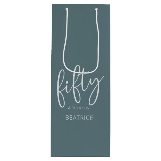 50 en Fabulous Modern Script Wijn Cadeautas (Voorkant)