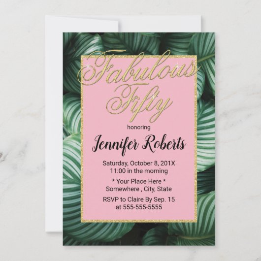 50 en Fabulous Modern Tropical 50 verjaardag Kaart (Voorkant)