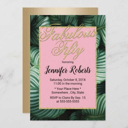 50 en Fabulous Modern Tropical 50 verjaardag Kaart (Voorkant / Achterkant)