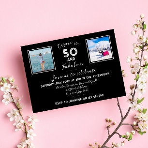 50 en Fabulous Modern Typografie Black en White Kaart