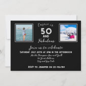 50 en Fabulous Modern Typografie Black en White Kaart (Voorkant)