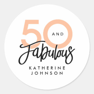 50 en Fabulous Moderne 50e Verjaardag Ronde Sticker