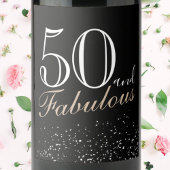 50 en Fabulous Moderne en Elegante Zwarte Verjaard Wijn Etiket