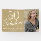 50 en Fabulous Moderne Gouden 50ste Verjaardag Fot Spandoek (Horizontaal)
