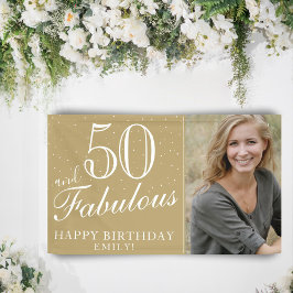 50 en Fabulous Moderne Gouden 50ste Verjaardag Fot Spandoek