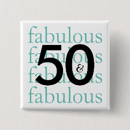 50 en Fabulous | Moderne typografie Vierkante Button 5,1 Cm