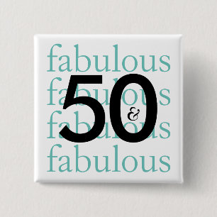 50 en Fabulous   Moderne typografie Vierkante Button 5,1 Cm