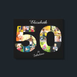 50 en Fabulous Multi Photo Friend 50th Birthday Canvas Afdruk<br><div class="desc">Een prachtige manier om de gelukkige 50ste verjaardag te zeggen aan een vriend met een uniek "50 en verbluffend" klassiek ontwerp zwart-wit canvas. Gebruik onze sjabloon om je eigen aangepaste fotocollage te creëer. Dit liefhebbende verjaardagsgeschenk heeft een simpel elegant chic formaat met een mooie typografie. Het ontwerp concentreert zich op...</div>