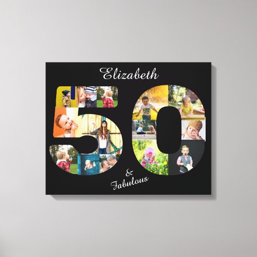 50 en Fabulous Multi Photo Friend 50th Birthday Canvas Afdruk (Voorkant)