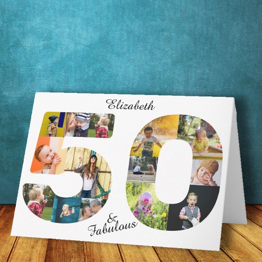 50 en Fabulous Multi Photo Friend 50th Birthday Kaart