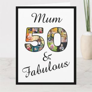 50 en Fabulous Multi Photo Mum 50th Birthday Kaart