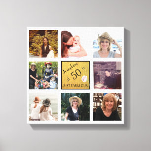 50 en Fabulous Naam 8 Fotocollage Keepsake Canvas Afdruk