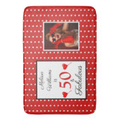 50 en Fabulous Naam Foto 50e Verjaardag WH Rood Badmat (Voorkant Verticaal)
